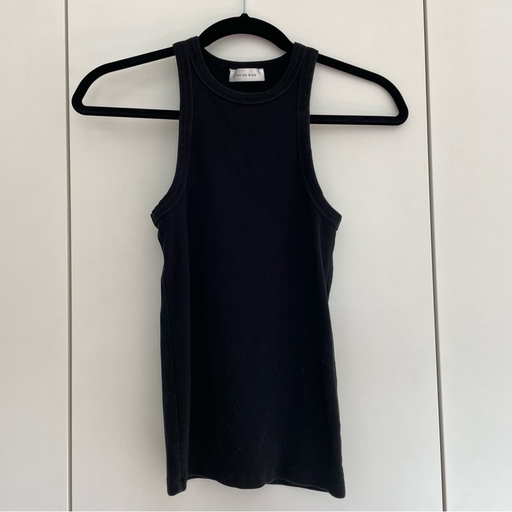 ANINE BING Eva Tank - Black Rib Knit